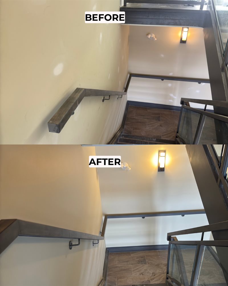Before and after: stairwell repainted and refinished